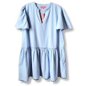 Simply Southern Light Blue Mini Dress L Cottage  Feminine Coastal Breezy NEW